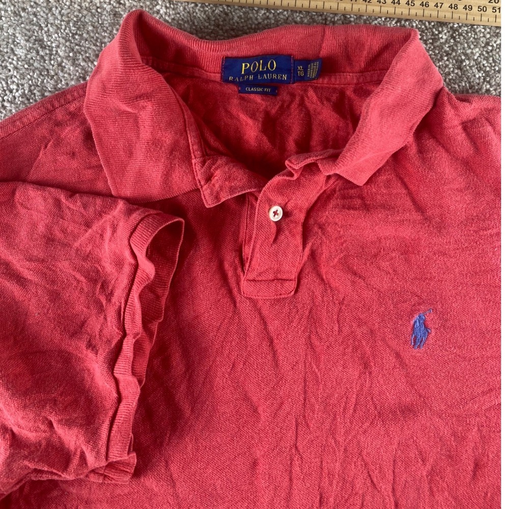 Polo Ralph Lauren Mens XL Classic Fit Red Short Sleeve Cotton Polo Blue Pony
